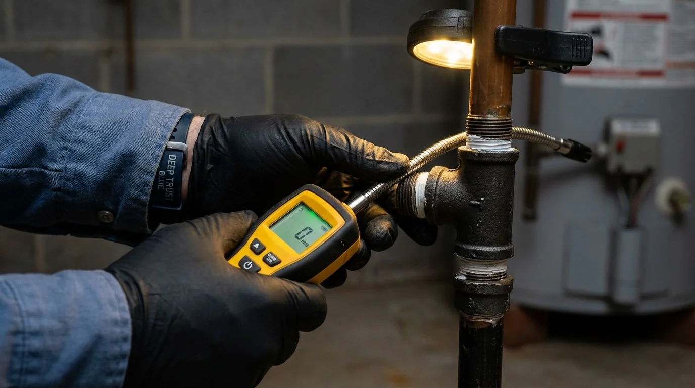 Gas leak detection with electronic sniffer by Johns Plumbing LLC in Ocean View